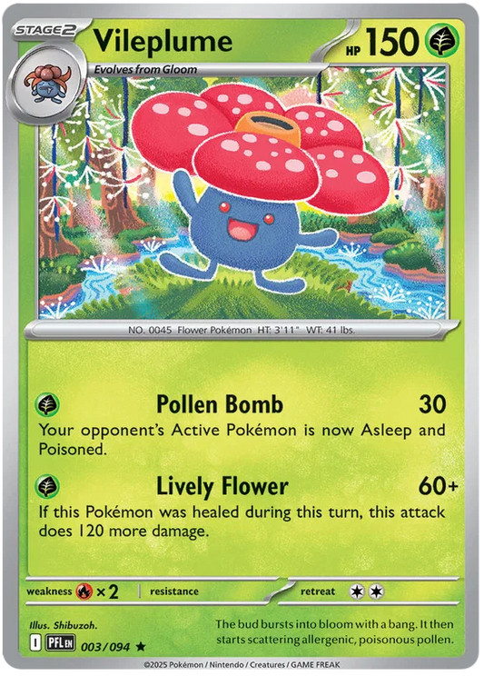 Vileplume holo kaart nummer 003 uit de Pokémon set Phantasmal Flames