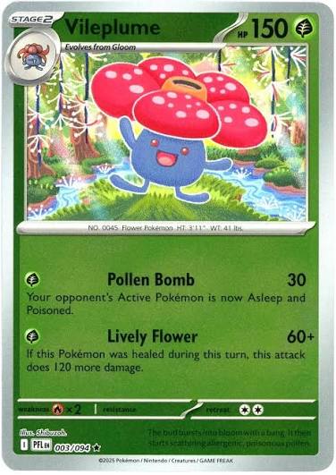 Vileplume Reverse Holo kaart #003 uit de Pokémon set Phantasmal Flames