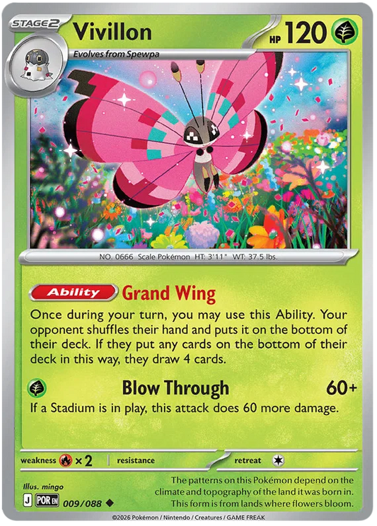 Vivillon common Pokémon kaart nummer 009 uit de set Perfect Order