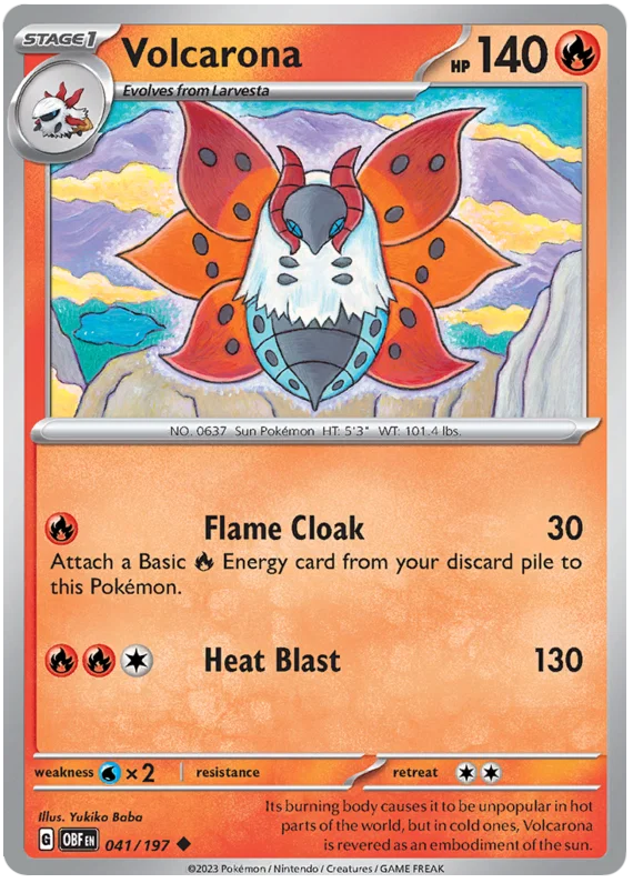 Volcarona common #041 Pokémon kaart uit de Obsidian Flames set