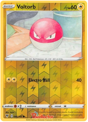 Voltorb reverse holo kaart uit de Vivid Voltage Pokémon TCG set.