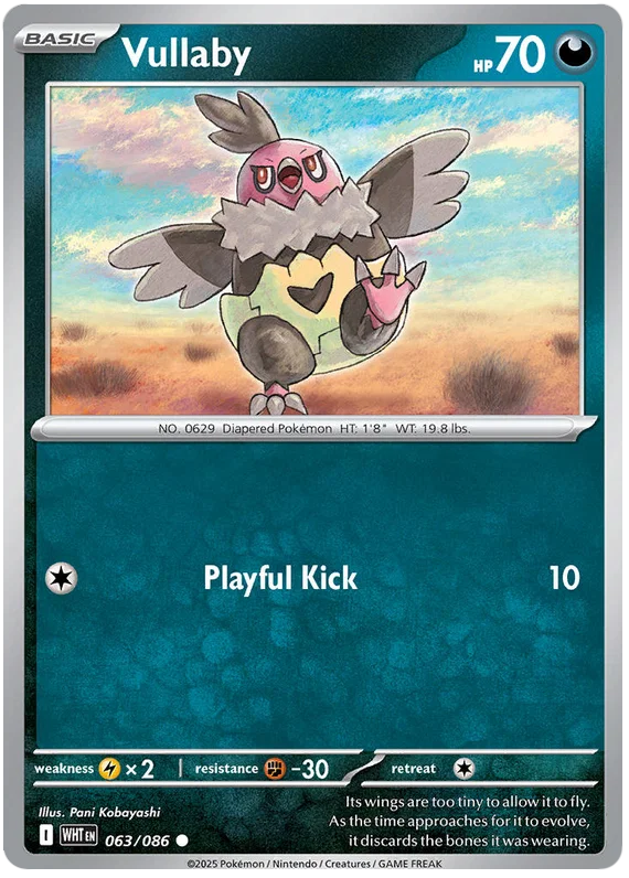 Vullaby common kaart nummer 063 uit de Pokémon White Flare set