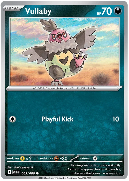 Vullaby common kaart nummer 063 uit de Pokémon White Flare set