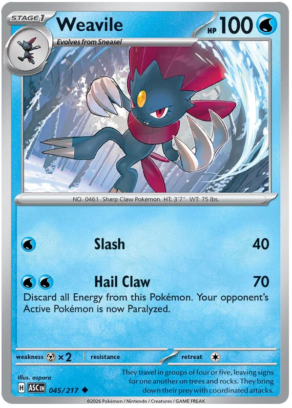 Weavile common Pokémon kaart #045 uit de set Ascended Heroes