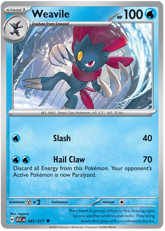 Weavile common Pokémon kaart #045 uit de set Ascended Heroes