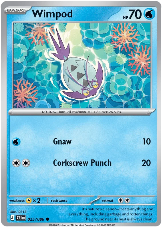 Wimpod #025 common Pokémon kaart uit de Chaos Rising set