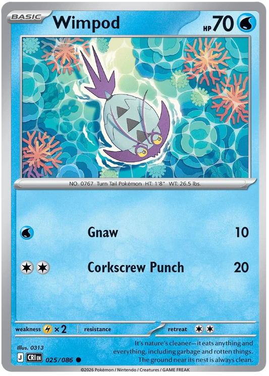 Wimpod #025 common Pokémon kaart uit de Chaos Rising set