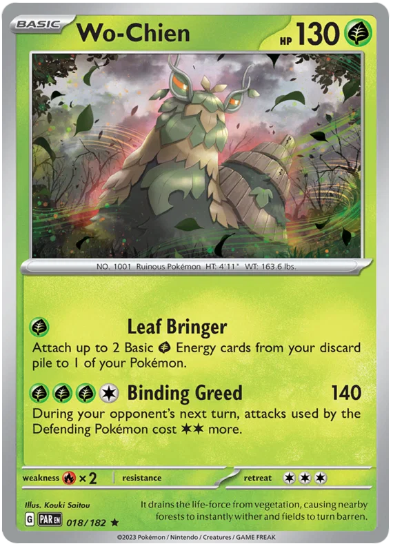 Wo-Chien Holo #018/182 losse kaart uit de Pokémon Paradox Rift set
