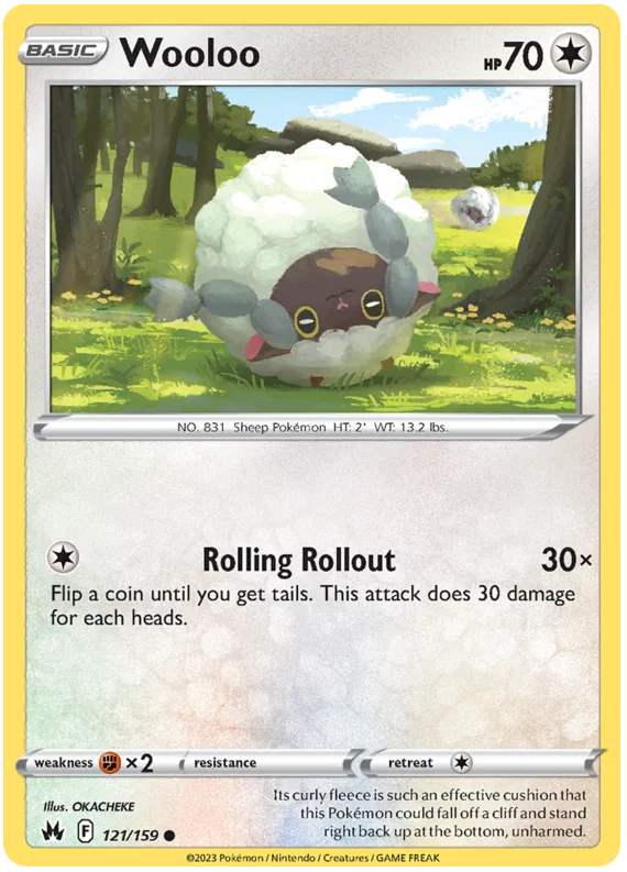 Wooloo common Pokémon kaart nummer 121 uit de Crown Zenith set