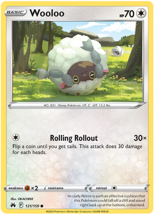Wooloo common Pokémon kaart nummer 121 uit de Crown Zenith set