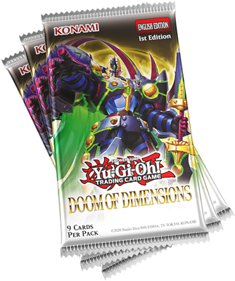 Yu-Gi-Oh Doom of Dimensions Boosterbox met officiële TCG uitbreiding verpakking - zijaanzicht