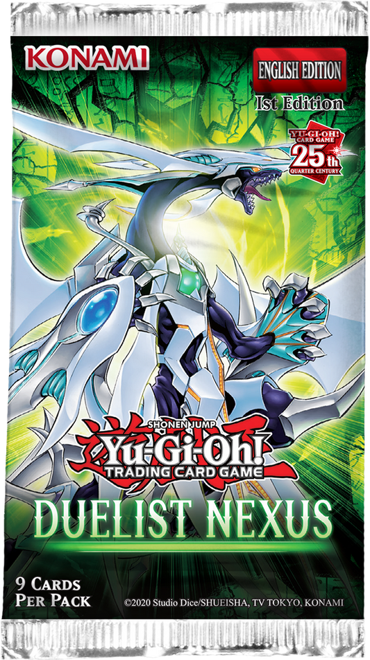 Yu-Gi-Oh Duelist Nexus booster pack met Nightmare Magician artwork voor TCG spelers