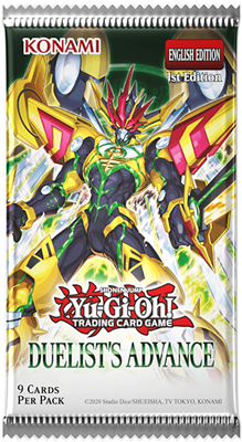 Yu-Gi-Oh Duelist Advance Boosterbox verpakking met 24 boosterpacks voor het TCG kaartspel - zijaanzicht