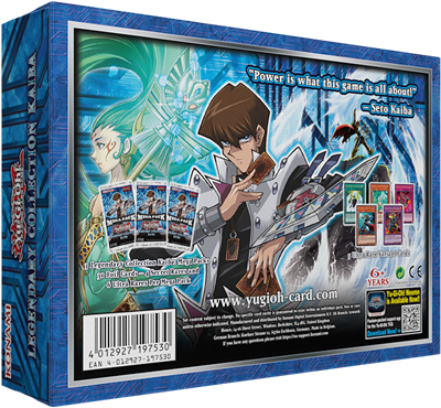 Achterkant van de Yu-Gi-Oh! Legendary Collection Kaiba box met inhoudsdetails.
