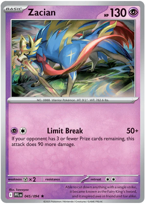 Zacian Holo #045 Pokémon kaart uit de Phantasmal Flames set