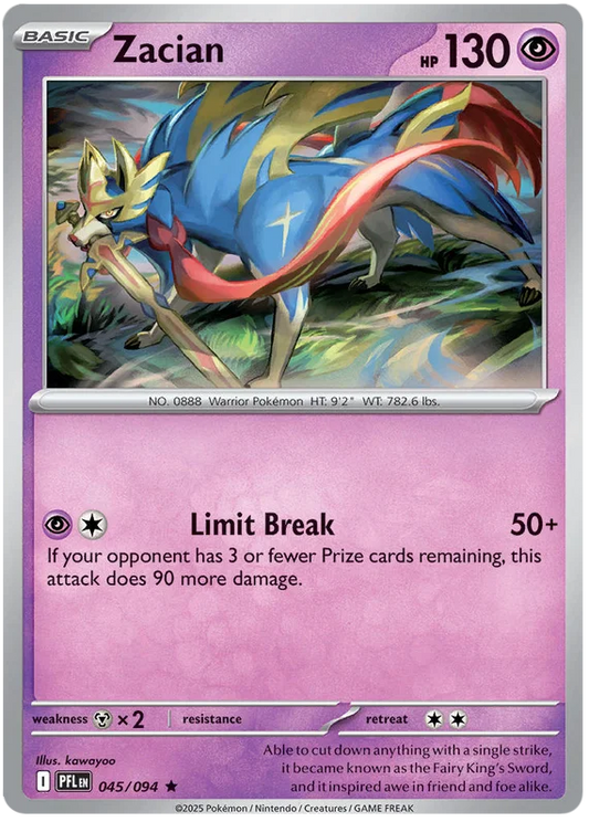 Zacian Holo #045 Pokémon kaart uit de Phantasmal Flames set